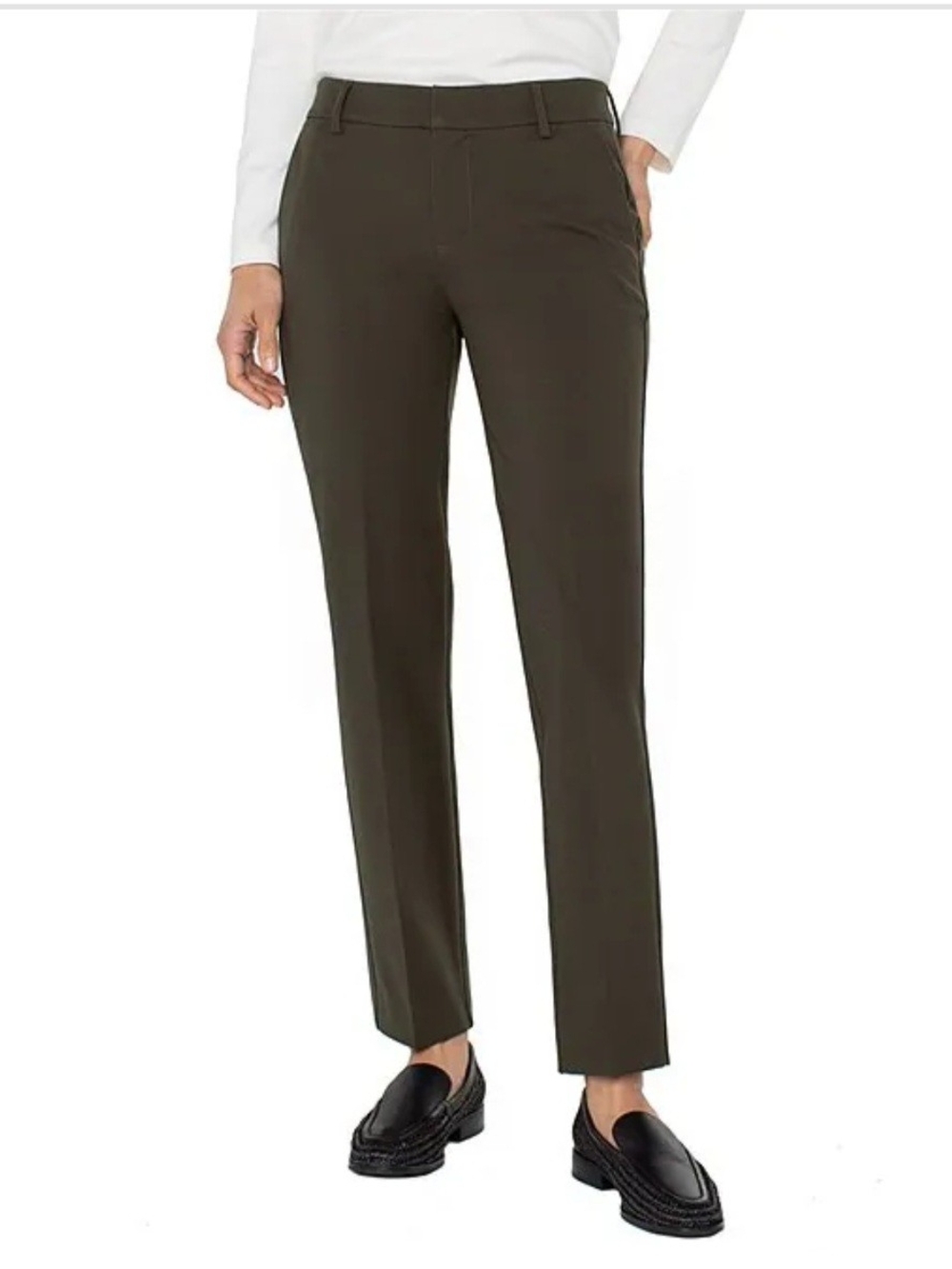 NWT Sz 10 Liverpool Olive Straight Leg Kelsey Trousers With Stretch